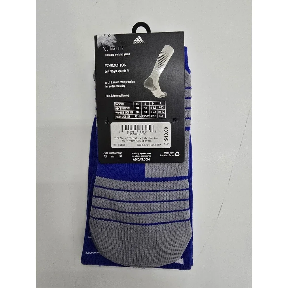 NWT Adidas Soccer Team Speed II Socks Royal Blue - M